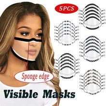 5PCS Mini Shield Washable Reusable Comfortable Masks Transparent PVC Visual Mask Repeatedly Face Maskswashable Reusable Máscaras
