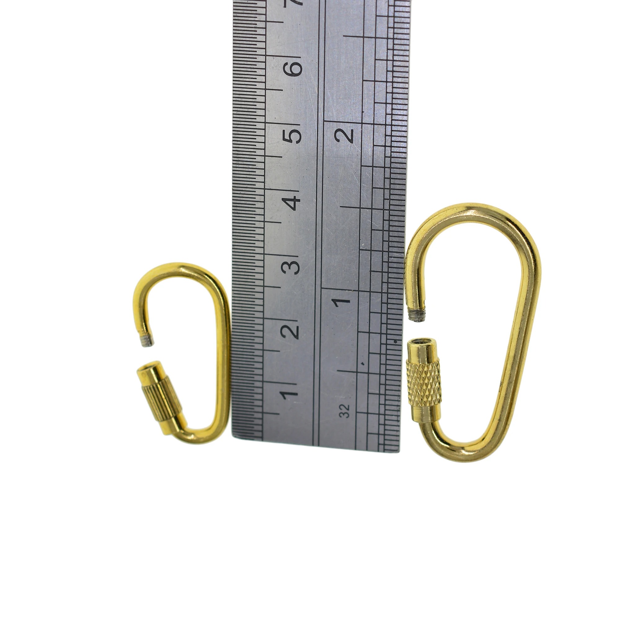 Gold plated small brass Steel Pearl Screw Lock Carabiner connector