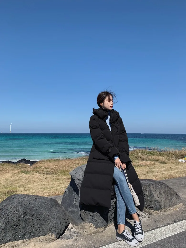 Cotton Coat Winter New Style Korean-style WOMEN'S Wear Retro CHIC Wind over-the-Knee Long hua bao ling Cotton-padded Jacket