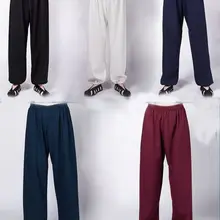 Унисекс; сезон осень-зима; высококачественные льняные брюки; Штаны для занятий кунг-фу; Wudang tai chi; спортивные штаны для боевых искусств; цвет красный, синий