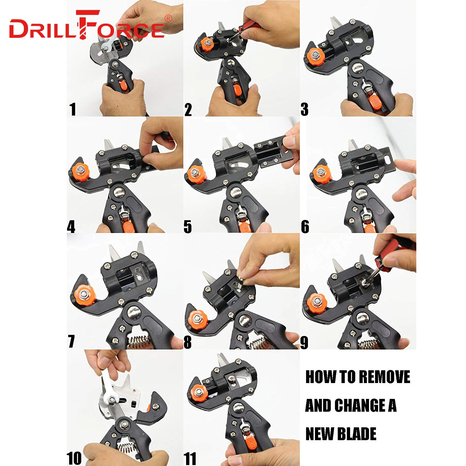 Drillforce Garden Grafting Tool Farming Pruning Shears Scissor Fruit Tree Vaccination Secateurs Pruning Cutting Garden Tools