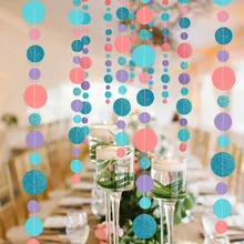 4 м летний цветной глиттер круглая кольцевая бумага Гарланд растительная веревка настенная подвесная бумага гирлянды-флажки Детские Свадебные День рождения