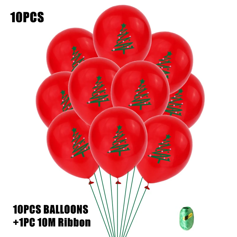 10 piezas 15 piezas de globos navideños de látex, Papá Noel, alce, árbol de Navidad, globos para fiesta de Navidad, decoración navideña para el hogar