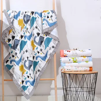 

1Pcs Baby Cute Cartoon Handkerchief Newborn Square Towel Face Hand Wipping 4 Layers Gauze 110*130CM Breathable Kids Bath Towel