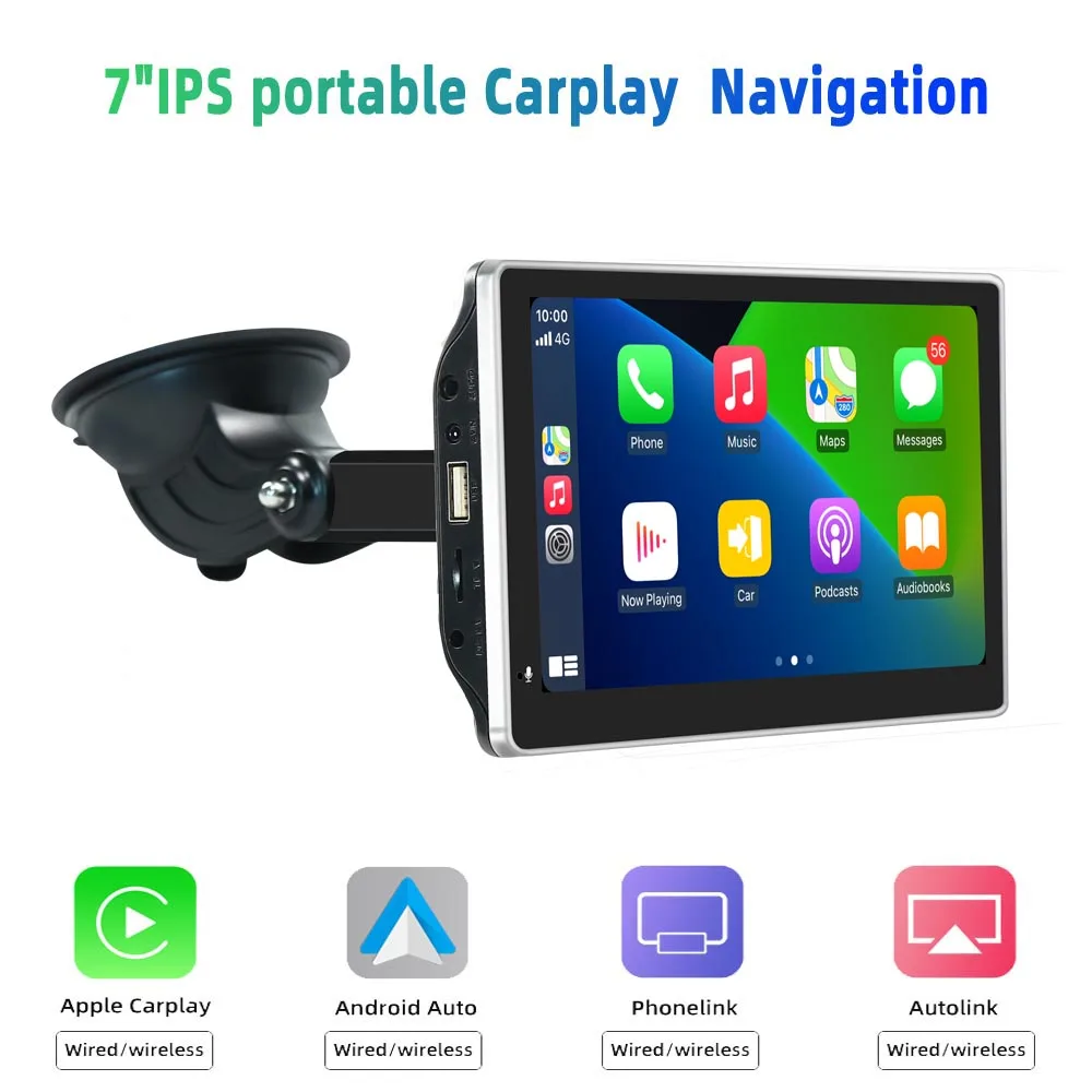 7 Inch Touch Screen Portable Wireless Apple CarPlay Android Auto Multimedia Bluetooth Navigation HD1080 Stereo Linux | Автомобили и