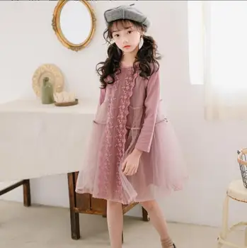 

2020 new girls patchwork dress fashion spring summer girls party dresses 6-11t C641