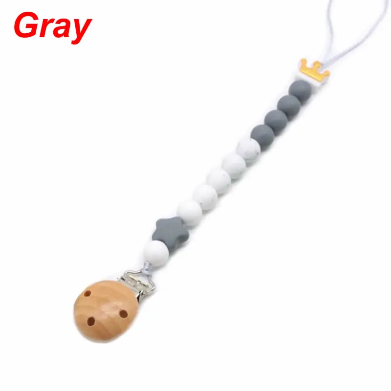 Gray Сделай Сам, ручная работа, силиконовая детская соска, цепочка для новорожденных, Прорезыватель для зубов - Цвет: Gray