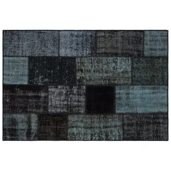 

Handmade Black Vintage Overdyed Patchwork Area Rug 120x180 Cm-3'11''X5'11''