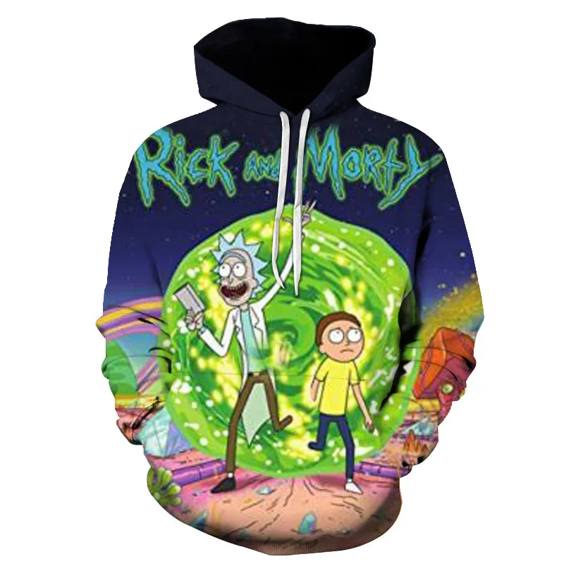  New Custom 3D Sweatshirts Hip Hop Women/Men Hat Funny Print Rick Morty Crazy Scientist Winter Loose
