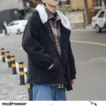 

Privathinker 2020 Winter Men's Korean Streetwear Parka Fashion Man Clothing Big Sizes Warm 3 Colors Graphic Printed Male Coat