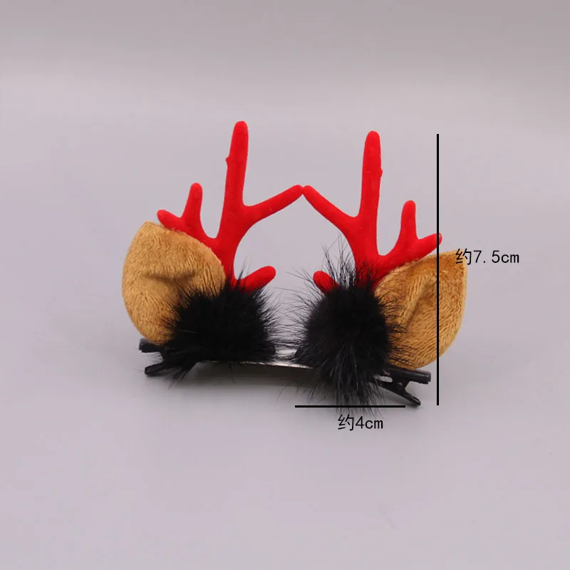 1 пара, рождественские заколки для волос, корейская мода, Рождественский милый олень, обруч для волос, рога, гриб, меховой шар, аксессуары для волос для девочек и женщин