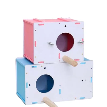 

2020 New Parakeet Ne st Box Bird House Wood Breeding Box for Lovebirds Parrotlets Mating