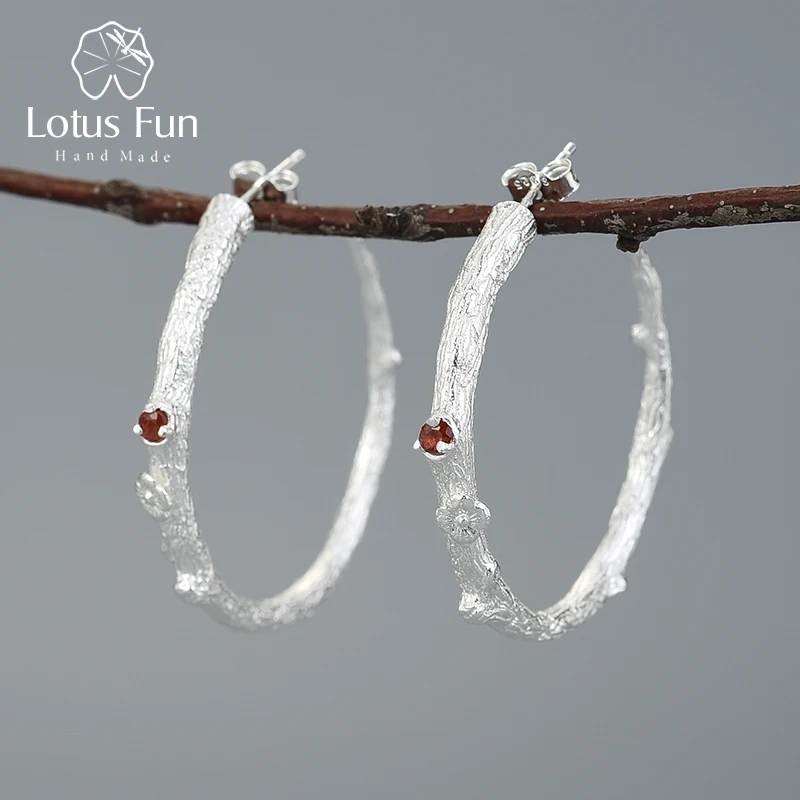 Серебристый Lotus Fun Настоящее 925 пробы серебро натуральный Перидот оригинальные ювелирные изделия ручной работы винтажные модные серьги обруча для женщин Brinco - Цвет камня: Серебристый