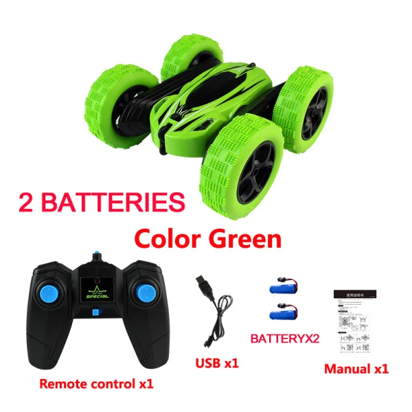 green with 2 battery RC автомобиль 2,4G 4CH трюк Дрифт деформация багги автомобиль рок-гусеничный ролл автомобиль 360 градусов флип дети робот игрушечные машинки RC для детей Подарки - Цвет: green with 2 battery