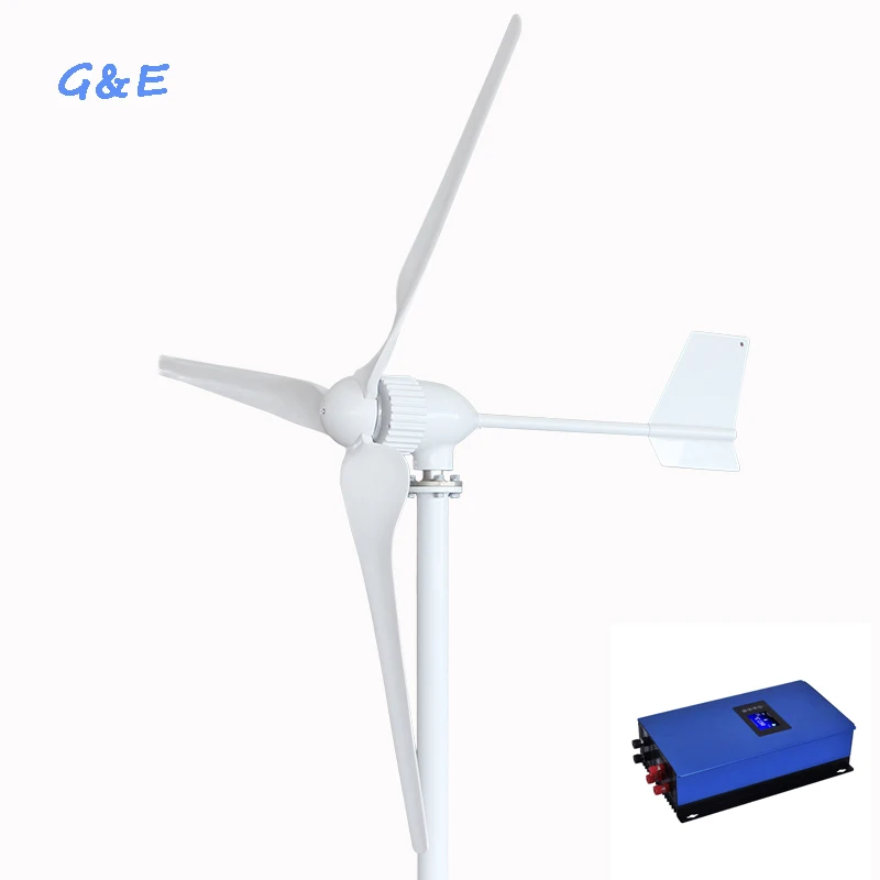 

1000W Wind Turbine On Grid System 24V 48V 1KW Wind Generator With Wind Inverter