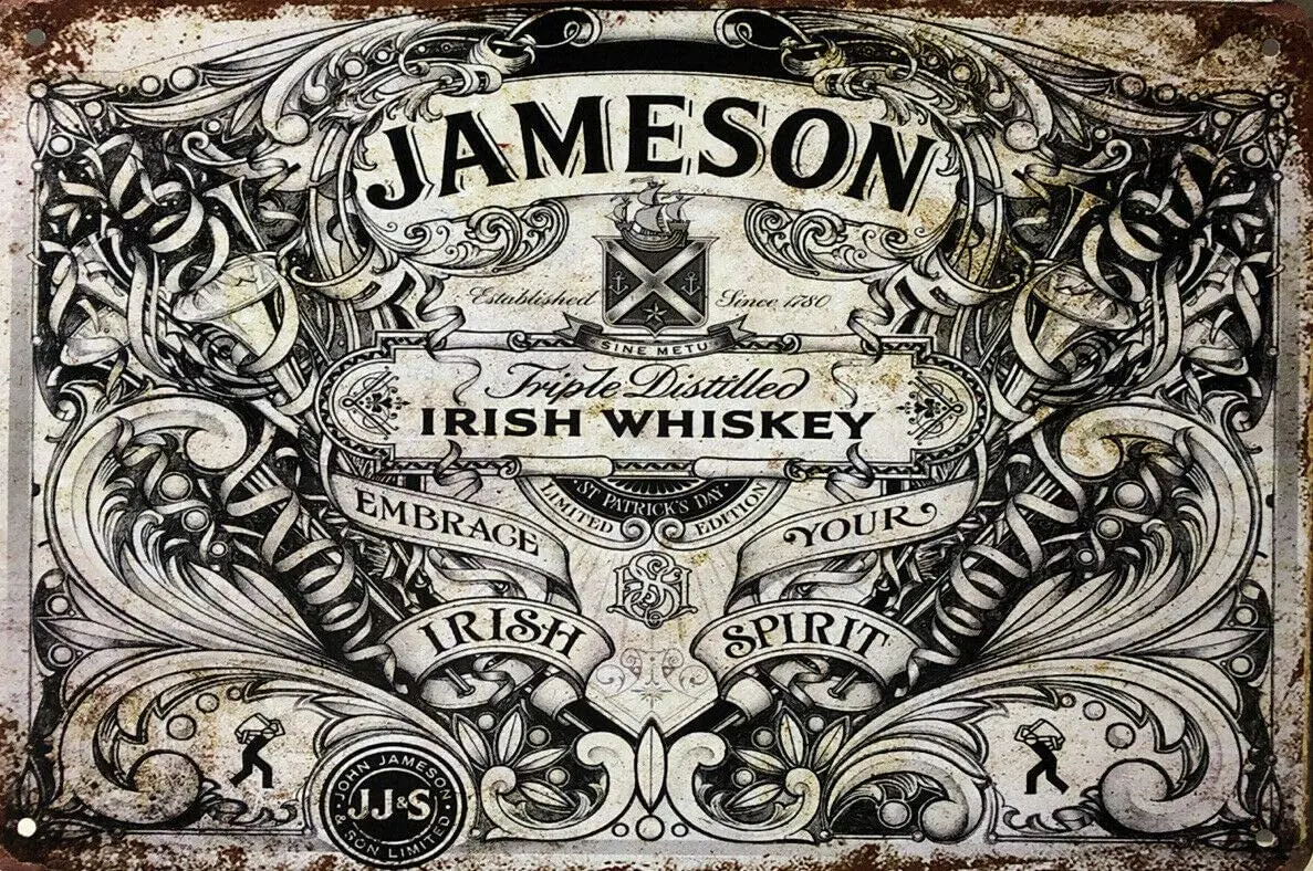 Металлический знак виски Jameson в винтажном стиле мужской аксессуар для кухни