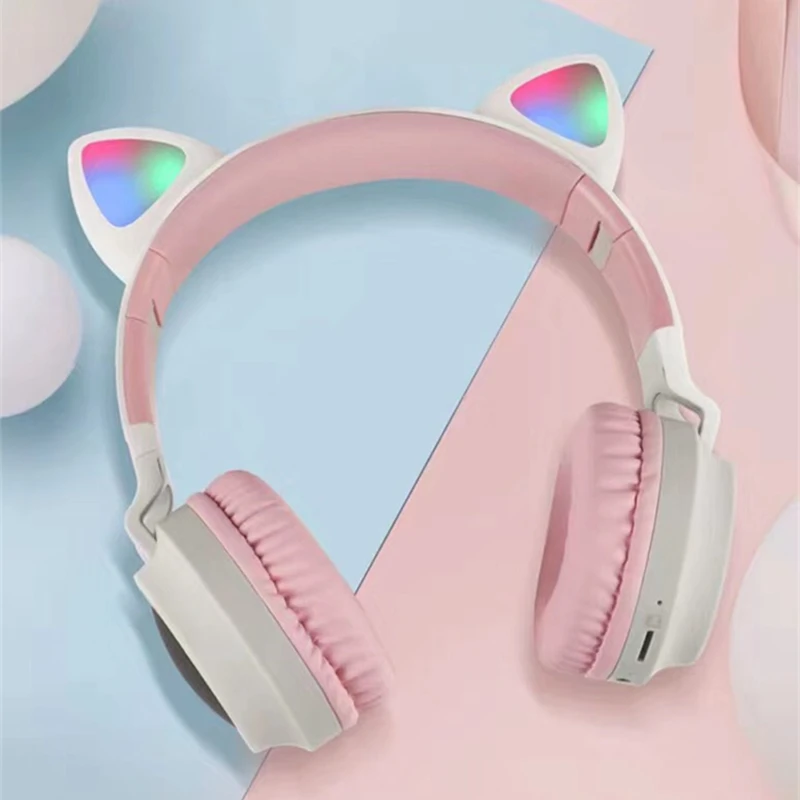 TOPLED Light Cat Ear Headphones Wireless Bluetooth 5 0 Headset Portable Foldable Kids Headphone With Microphone Best gift