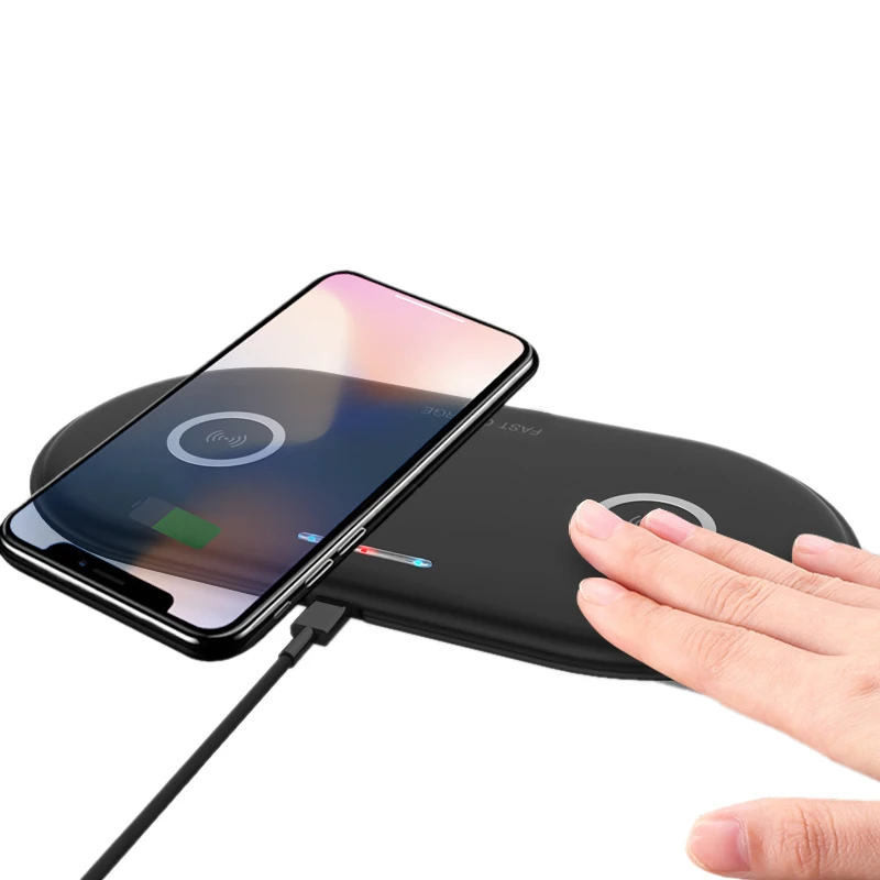Dual 10W Wireless Charger for iPhone X XS Max Xr Qi Double Fast Charging Dock Station for Samsung Galaxy S8 S9 Note 9