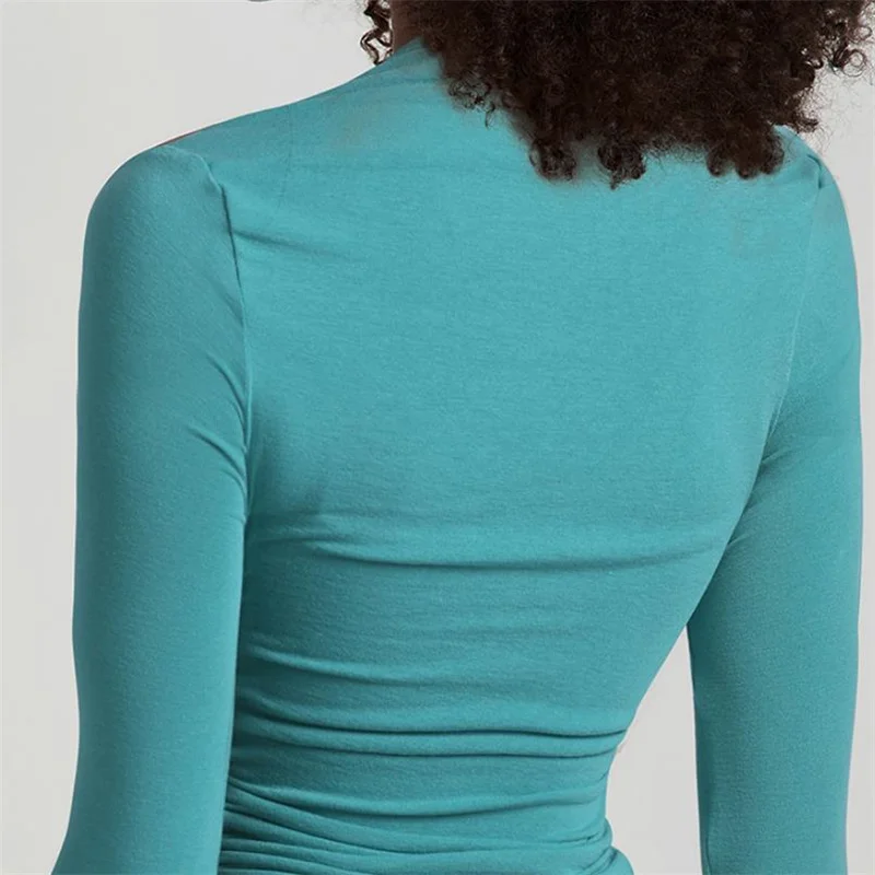 Sexy Neck Tight Fit Women Fitness Top Soft Long Sleeve Yoga Shirt Stretchy Sport T-shirts Lightweight Workout Clothes for Gym Sports T Shirt Yoga Top Yoga Shirt Sports Shirt