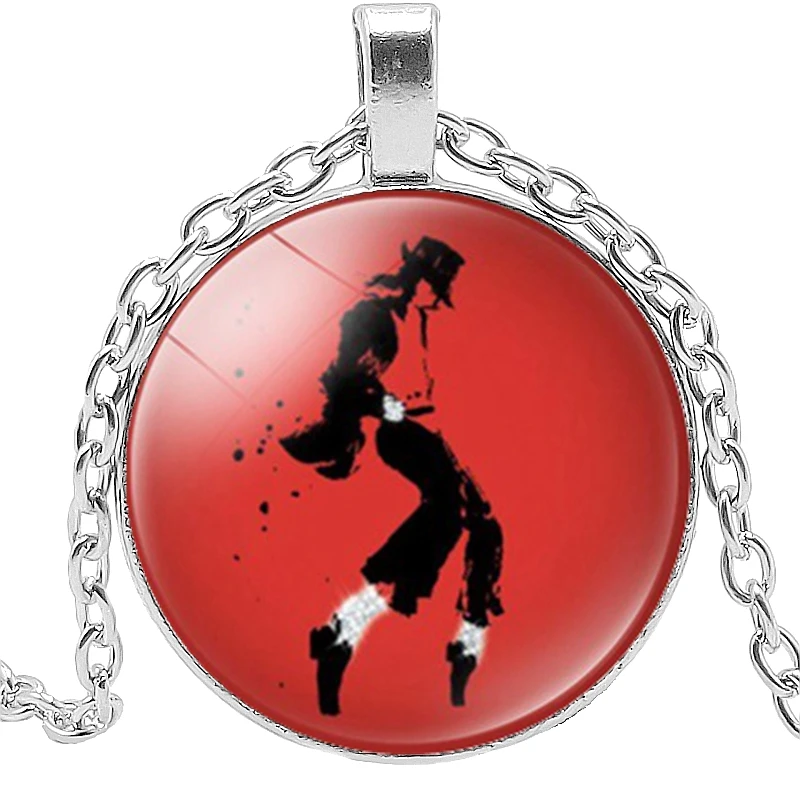 

Fashion World Music King Mike Jackson Glass Cabochon Pendant Necklace Commemorative Necklace Sweater Chain Jewelry Gift