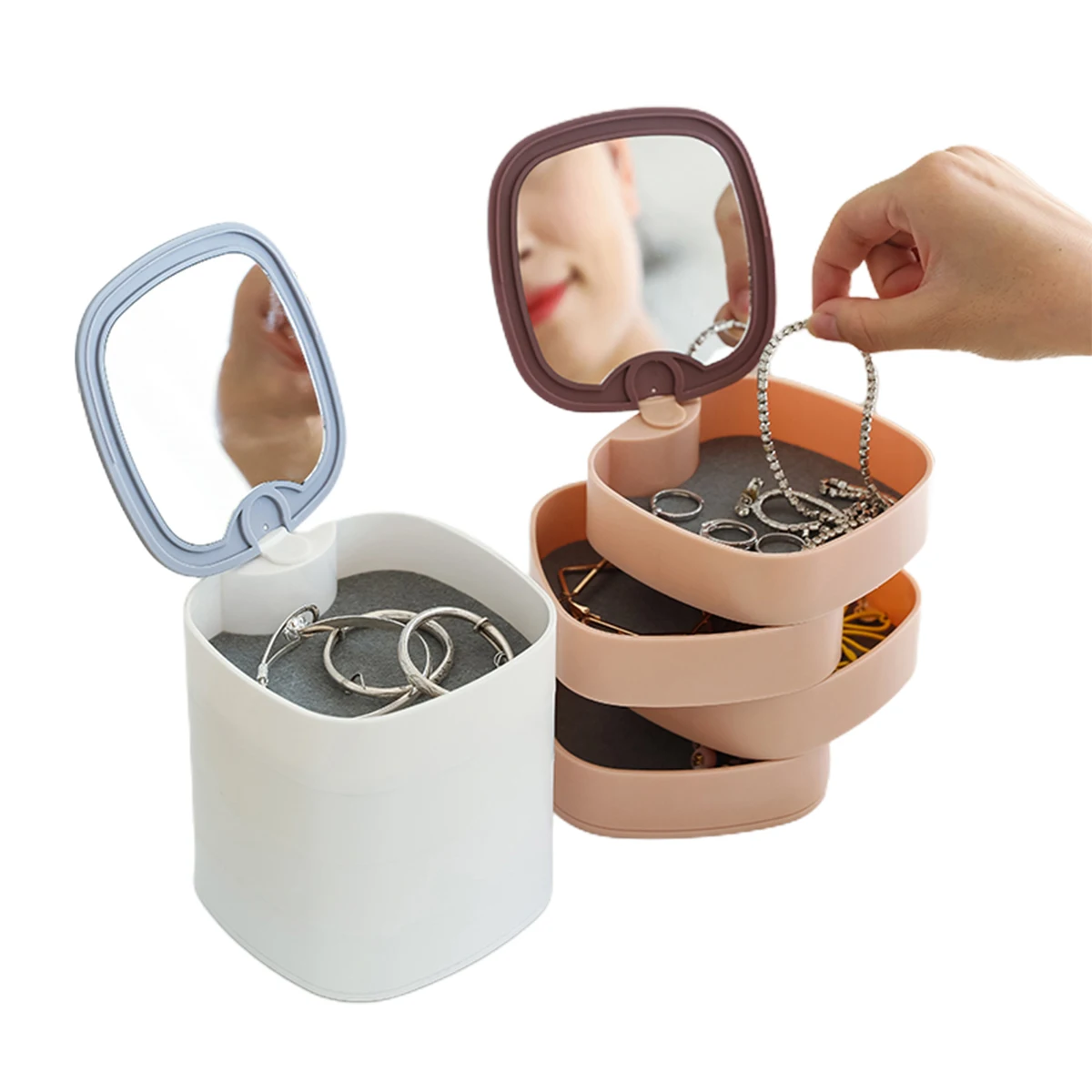 4 Layers Jewelry Box Rotation Jewellery Storage Earring Boxes Packaging ...