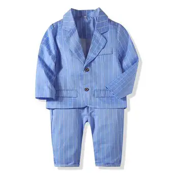 

Spring new baby boys clothing sets infant Children's plaid long sleeve coat outwear + pants 2pcs kids Business suit