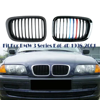 

2pcs Car Grille Front Bumper Grill M Performance Accessories For BMW E46 Sedan 3 Series 1998-2001 4 Doors Carbon/Black Kidney