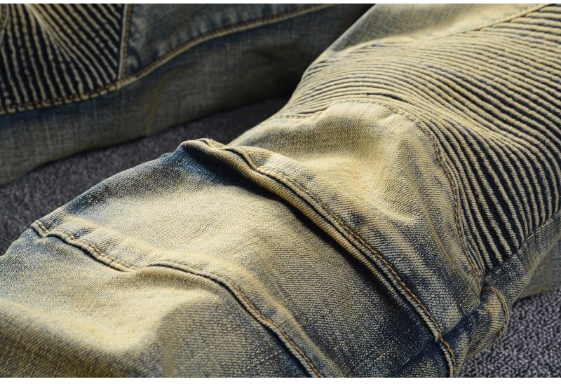 Sokotoo мужские стрейч джинсы байкерские для мотоциклистов Slim fit градиентные цветные штаны со складками высокого качества