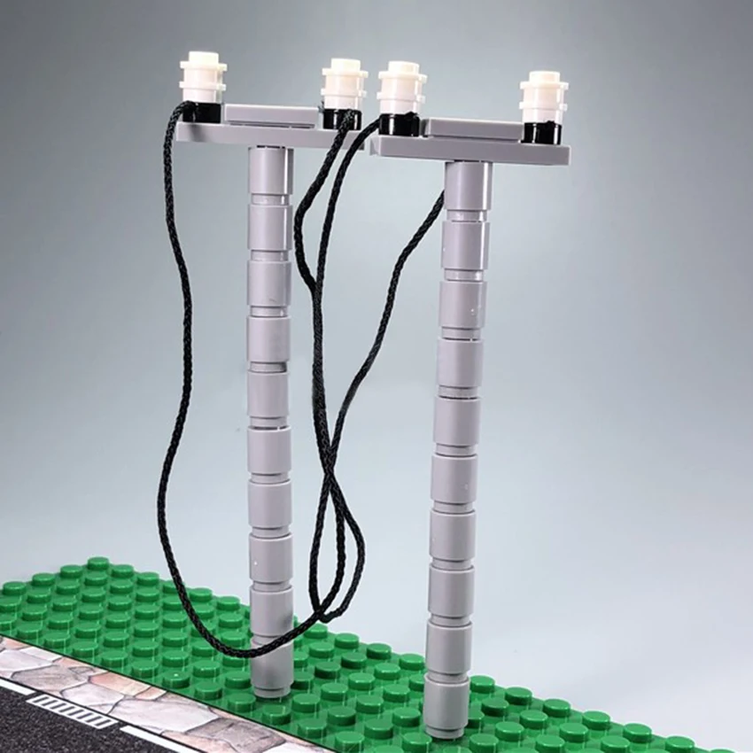Legoinglys City Street Road MOC Accessories Wire Pole Wire Building Blocks Set Bricks DIY Kids Educational Toys (1)