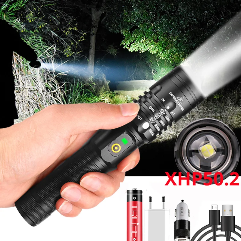 Мощный светодиодный фонарик XHP50.2 заряжаемый через USB фонарь онарик