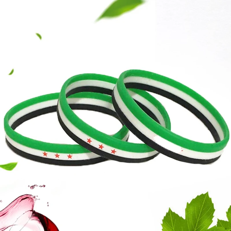 Silicone Bracelet 1pc Syria Flag Silicone Rubber Bracelets Sports Wrist Band Bangle for Women Men Special Gift for Lover