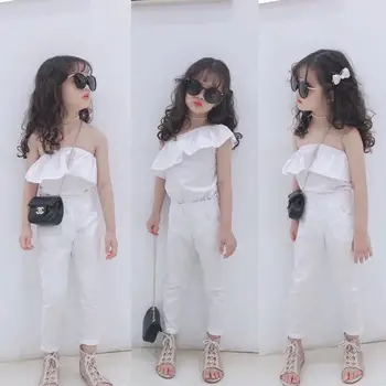 

Children's Clothing Baby Girl Cute Sets Baby Girl Shoulderless Shirt+pants 2pcs Suits Kids Girls Lovely Summer Clothing Sets
