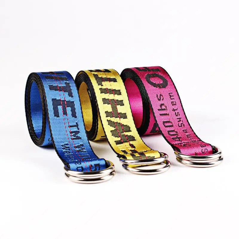 

2020 New Cool Durable Students D Ring Casual Letter Printed All Matching Canvas Women Men Waist Belt Jeans Fashion Double Buckle