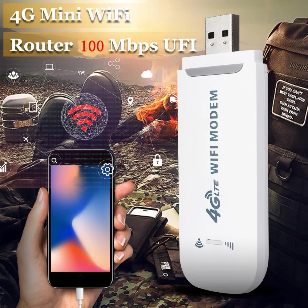 YIZLOAO 4G WiFi Router LTE USB Modem Wireless Broadband Mobile Hotspot LTE 3G/4G Unlocked Dongle with SIM Slot Card Stick Data