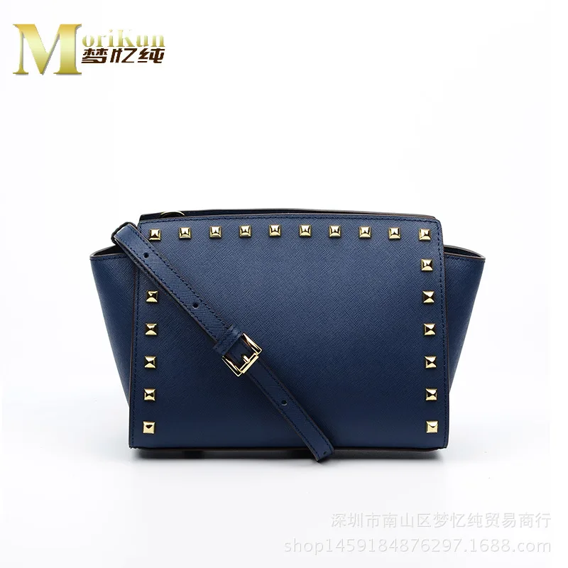 

2018 Women's Genuine Leather Cross Pattern Cowhide Rivet Small Hand Single-shoulder Crossbody Bag Versatile Fashion
