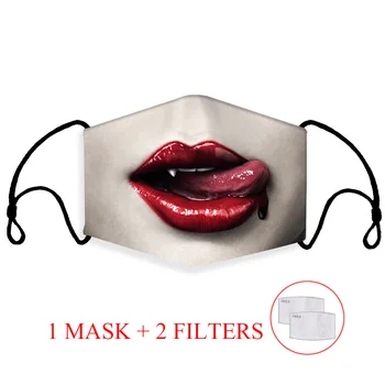 

New Face Pattern 3D Digital Printing Color Reusable Cotton Mouth Mask Washable Anti Dust Face Mask 5 Layers Carbon Filter Masks