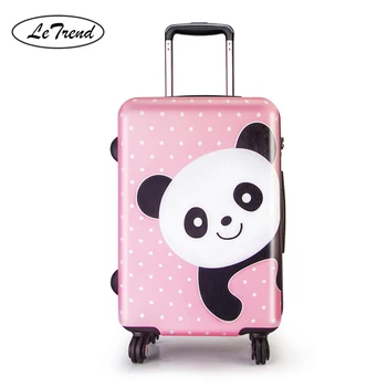 

LeTrend Cute Cartoon Children Rolling Luggage Spinner Suitcase Wheels Students Cabin Trolley 20/24 inch Bear pattern Travel Bag