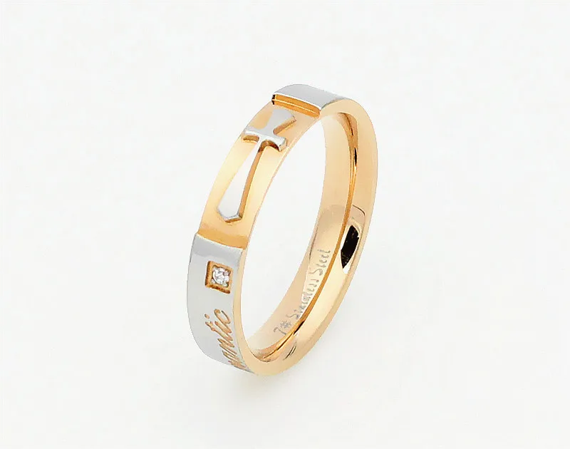 Orville Luo Cool Couple Ring Romantic Fashion Popular Couple Rings Carving Cross Titanium Steel Ring