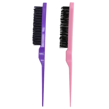 

2pcs Pro Salon Hairdressing Teasing Back Hair Combing Brush Slim Line Styling Comb - Purple & Pink