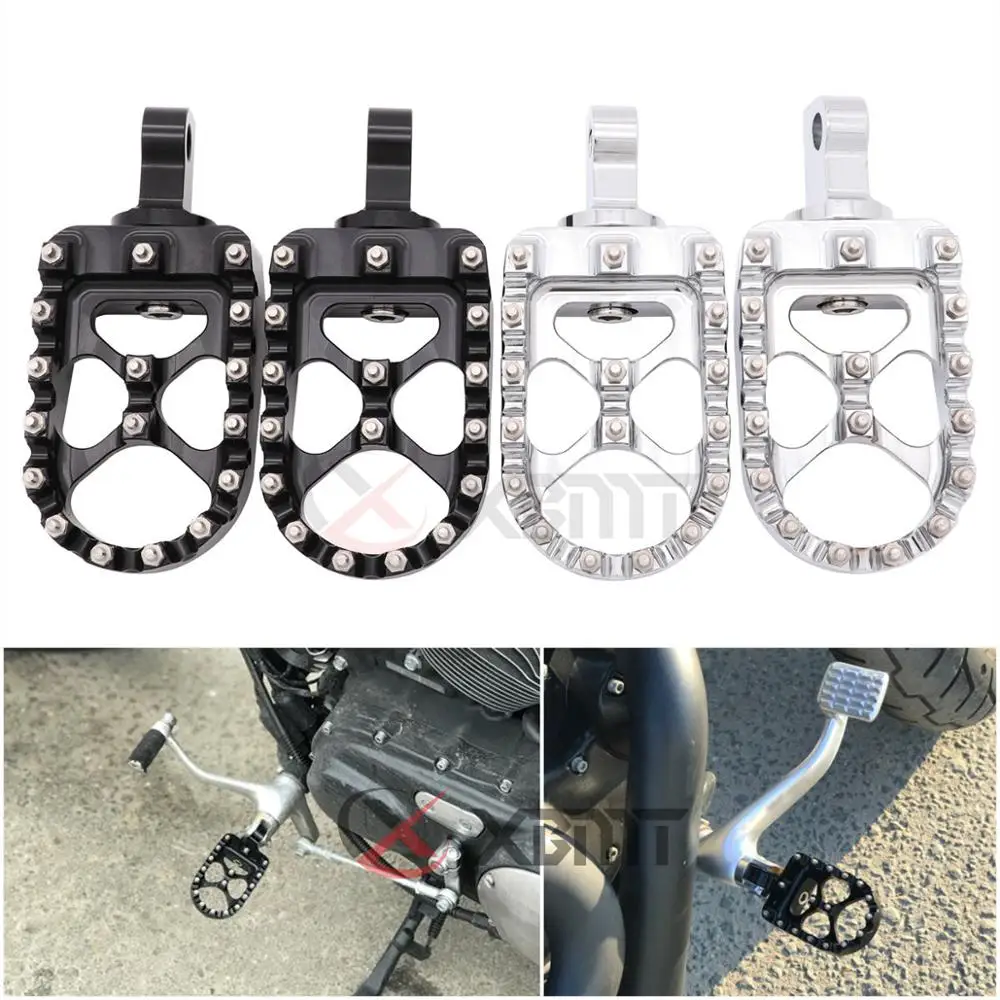 

Motorcycle Wide Fat Footrests Foot Pegs Footboards For Harley Dyna Fatboy Iron 883 1200 Custom 1993-2017
