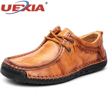

UEXIA Men's Driving Shoes Men Cow Leather Sneakers Fashion Footwear Handmade Casual shoes Breathable Moccasins Flats Big Size