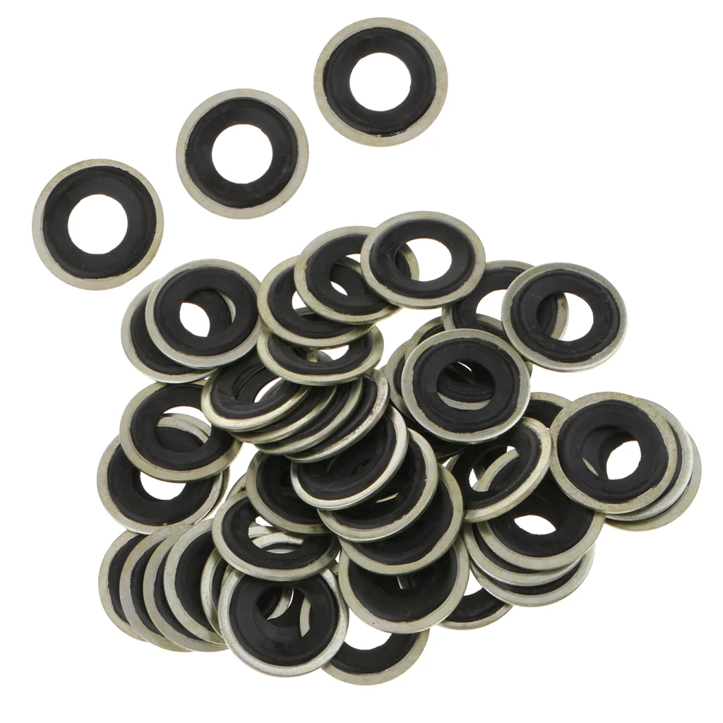 50pcs M14 Oil Drain Plug Crush Washer Gaskets Fits For GM Chevrolet Dorman
