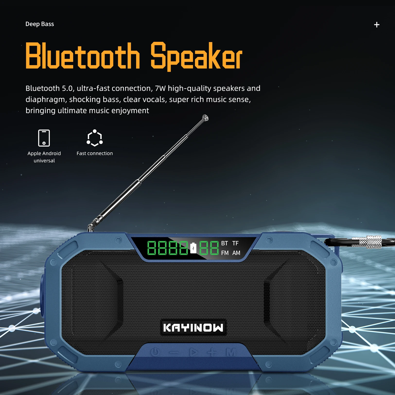 2021 Multifunctional Portable Bluetooth Speaker Hand Crank Solar Radio AM/FM Radios LED Flashlight and 5000mAH Power Bank w/ sos