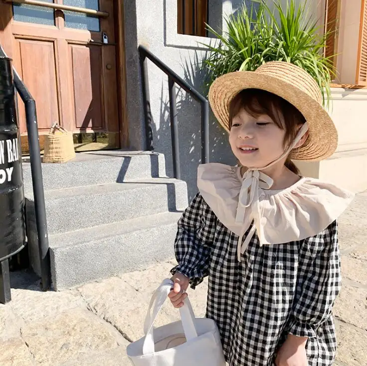 Клетчатое платье в Корейском стиле для девочек весенние модные платья для девочек 1-7 лет, PP947