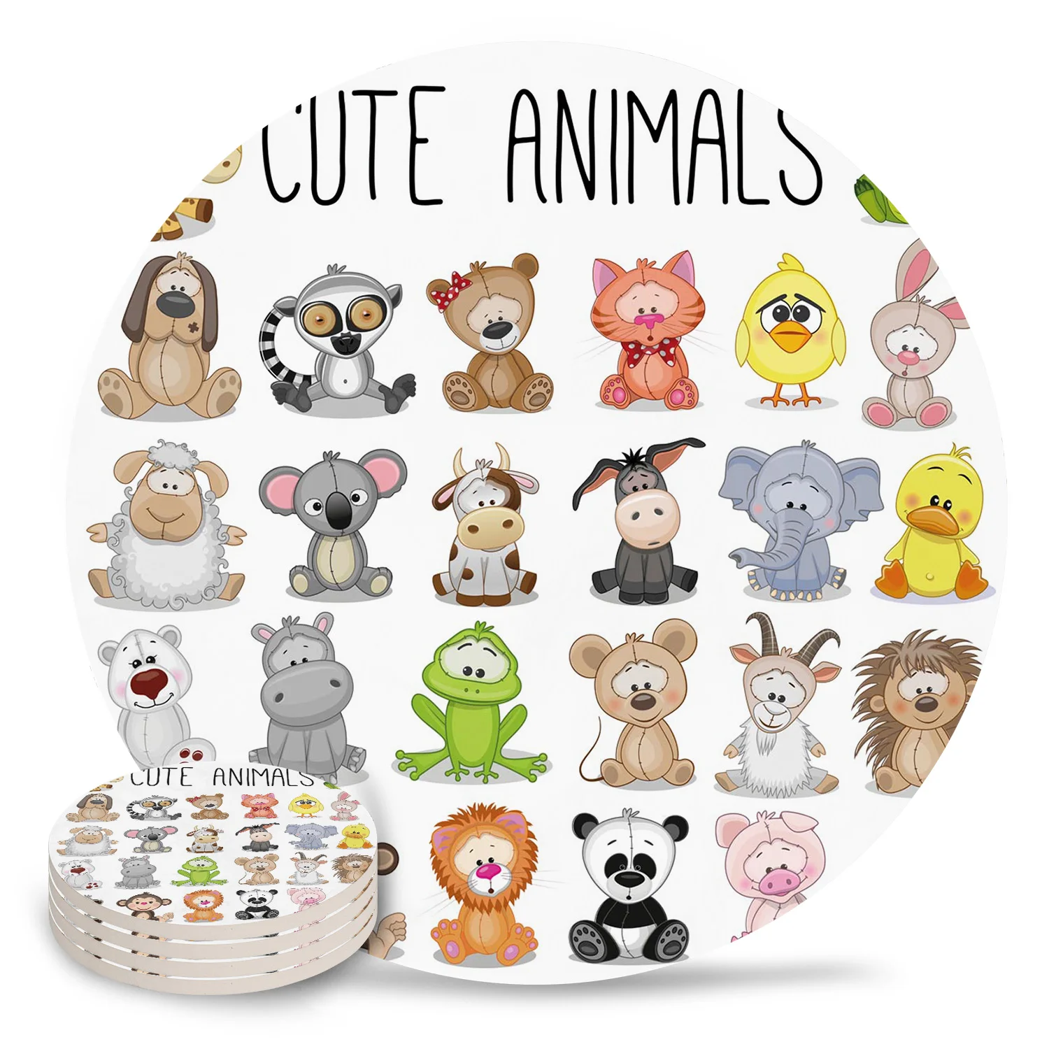Animal Penguin Lion Panda Monkey Placemat Ceramic Drink Coasters Table Decoration Absorbent Moisture |