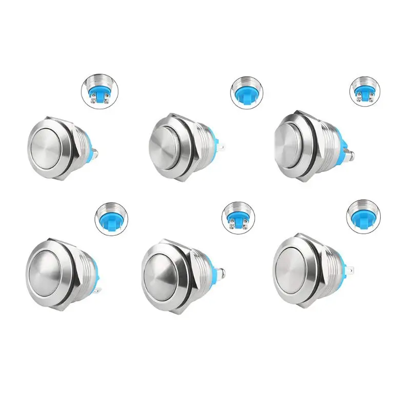 

19mm Doorbell Bell Horn Push Button Switch Momentary Waterproof Stainless Steel Metal Screw Feet Car Auto Engine PC Power Start