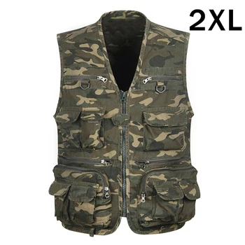 

Men's Multi Pocket Travel Fishing Disguise Color Green Photography Outdoor Safari Camouflage Zip Vest