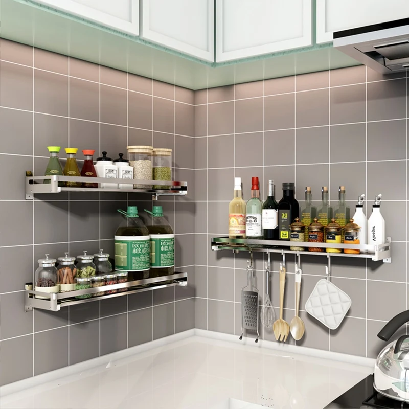 Stainless Steel Storage Hanging Shelf Kitchen Shelf for Storage Organizer Wall Shelf Spice Rack Punch Free Storage Racks Stainless Steel Storage Hanging Shelf Kitchen Shelf for Storage Organizer Wall Shelf Spice Rack Punch Free Storage Racks
