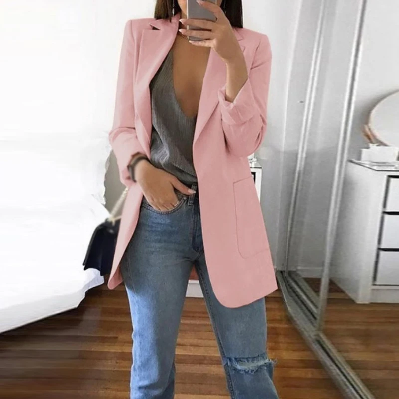 

Women Coat Party Jacket 4 colors Outwear Ladies Lapel Long sleeve Slim fit Formal Business