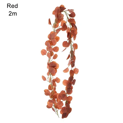 red-2M 1 м/2 м Эвкалиптовый венок листва искусственные листья из ротанга DIY свадебная гирлянда домашний декор искусственные DIY - Цвет: red-2M